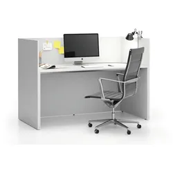 Büroset einzeln mit Sichtschutz SEGMENT, gerade, weiß/weiß