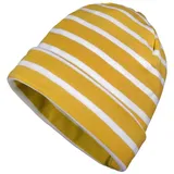 modAS Strickmütze 2530 Unisex Mütze Streifen für Kinder & Erwachsene - Ringelmütze Baumwolle gelb Bis 61 cm Kopfumfang