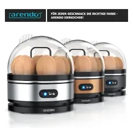 Arendo Eierkocher 400 Watt, Edelstahl, Egg Cooker, 7 Eier, 3 Härtegrade wählbar, Warmhaltefunktion, Signalton, BPA-frei, cool grey