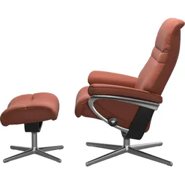 Stressless Relaxsessel STRESSLESS "Sunrise", rot (henna paloma), B:92cm H:105cm T:80cm, Leder PALOMA: PALOMA ist ein durchgefärbtes Semianilin-Möbelleder mit natürlicher Narbung., Sessel, Relaxsessel, mit Hocker, mit Cross Base, Größe S, M & L, Holzakzent Schwarz