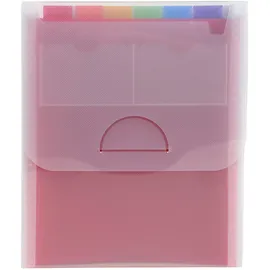 Exacompta 55798E Premium Kunststoff-Fächermappe Crystal für DIN A4 hoch 6 vollfarbige Fächer mit 2 Etikettenhalter für Visitenkarten inklusive 2 Etikettenbögen, Ordnungsmappe transparent
