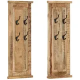 vidaXL Garderobenständer 2 Stk. Massivholz Mango braun