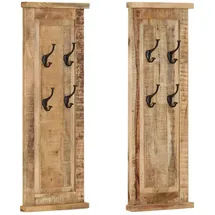 vidaXL Garderobenständer 2 Stk. Massivholz Mango braun