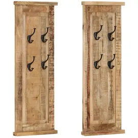 vidaXL Garderobenständer 2 Stk. Massivholz Mango braun