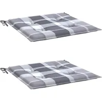 VidaXL Gartenstuhl-Kissen 2 Stk. Grau Karomuster 50x50x3 cm