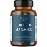 Cortisol Manager – Stressbewältigung & Mentale Balance – Cortisol senken – Ashwagandha (5% Withanolide), L-Theanin, Magnesiumbisglycinat & Vitamin D3 – Für Schlaf & Müdigkeit – 1 Monat Vorrat