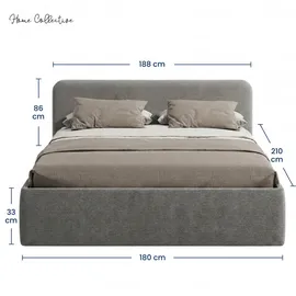home collective Polsterbett 180 x 200 cm H2 Grau
