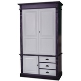 Casa Padrino Kleiderschrank Landhausstil Kleiderschrank Antik Schwarz / Grau 120 x 59 x H. 210 cm - Massivholz Schlafzimmerschrank mit 3 Türen und 3 Schubladen - Landhausstil Schlafzimmermöbel