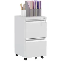 Vinsetto Rollcontainer Aktenschrank mit 2 Schubladen, Bürocontainer Abschließbar, (Büroschrank, 1 St., Standcontainer), für A4-Format, Stahl, Weiß, 37 x 43,5 x 67,5 cm weiß