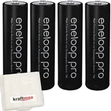 Panasonic 4er Pack Eneloop XX Pro Mignon AA Akkus 2550 mAh (min. 2450 mAh) - HR-3UWXB inkl. hochwertiger Kraftmax Akkubox