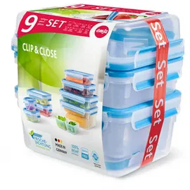 Emsa Clip & Close blau 16,4 x 21,0 x 22,0 cm 0,15/0,2/2 x 0,55/0,55/0,8/1,2/2,2 l 9-teiliges Set