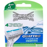 Wilkinson Sword Quattro Titanium Sensitive Rasierklingen für Herren Rasierer, 5 Stück
