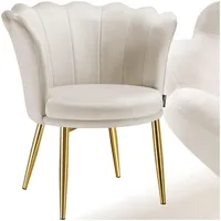 Tectake tectake® Sessel Stella, dicke Polsterung, 67x64x76cmSamtoptik creme/gold