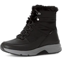 Winterboots GABOR ROLLINGSOFT, Damen, Gr. 39, schwarz, Kalbsleder, Textil, casual, Schuhe, Keilabsatz, Schnürboots, Outdoorsch, Ösen, Bergsteigerlook