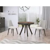WFL GROUP Designer runder ausziehbarer Esstisch 100 x 76 x 100 cm braun