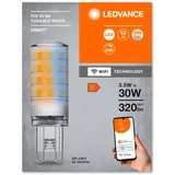 Ledvance SMART+ WiFi SPECIAL PIN CL 30 LED-Lampe mit Retrofit-Stecksockel G9, 3,5W, 320lm, 2700K bis 6500K, Weißlichtfunktion, dimmbar,