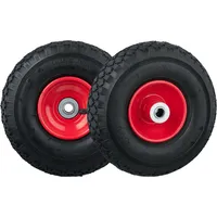Relaxdays Sackkarrenrad 3.00-4, 2er Set, luftbereiftes Komplettrad mit Stahlfelge,
