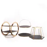 Bundle aus Artesà Tortenständer, 29,5 x 29,5 x 35 cm + Artesà Radgestell Etagere, 31,5 x 22,5 x 30 cm, + Artesà Geometrische Glaskuppel, Schieferplatte, 31 x 27,5 x 25 cm