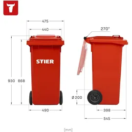 Stier Müllgroßbehälter 120 l Rot