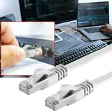 S-Impuls RJ45 Flachkabel m. Cat 7 Rohkabel slim weiß 10m