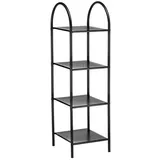 CARO-Möbel Badregal Seca mit 4 Ablagen Schwarz, Metall, Mode, 34x114x37 cm, Badaccessoires