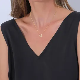 Elli DIAMONDS Silberkette »Halskette Hufeisen Diamant (0.18 ct.) 585 Gelbgold«, weiß