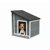 Relaxdays Hundehütte 77 x 71 x 58 cm Holz Grau/Weiß