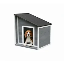 Relaxdays Hundehütte 77 x 71 x 58 cm Holz Grau/Weiß