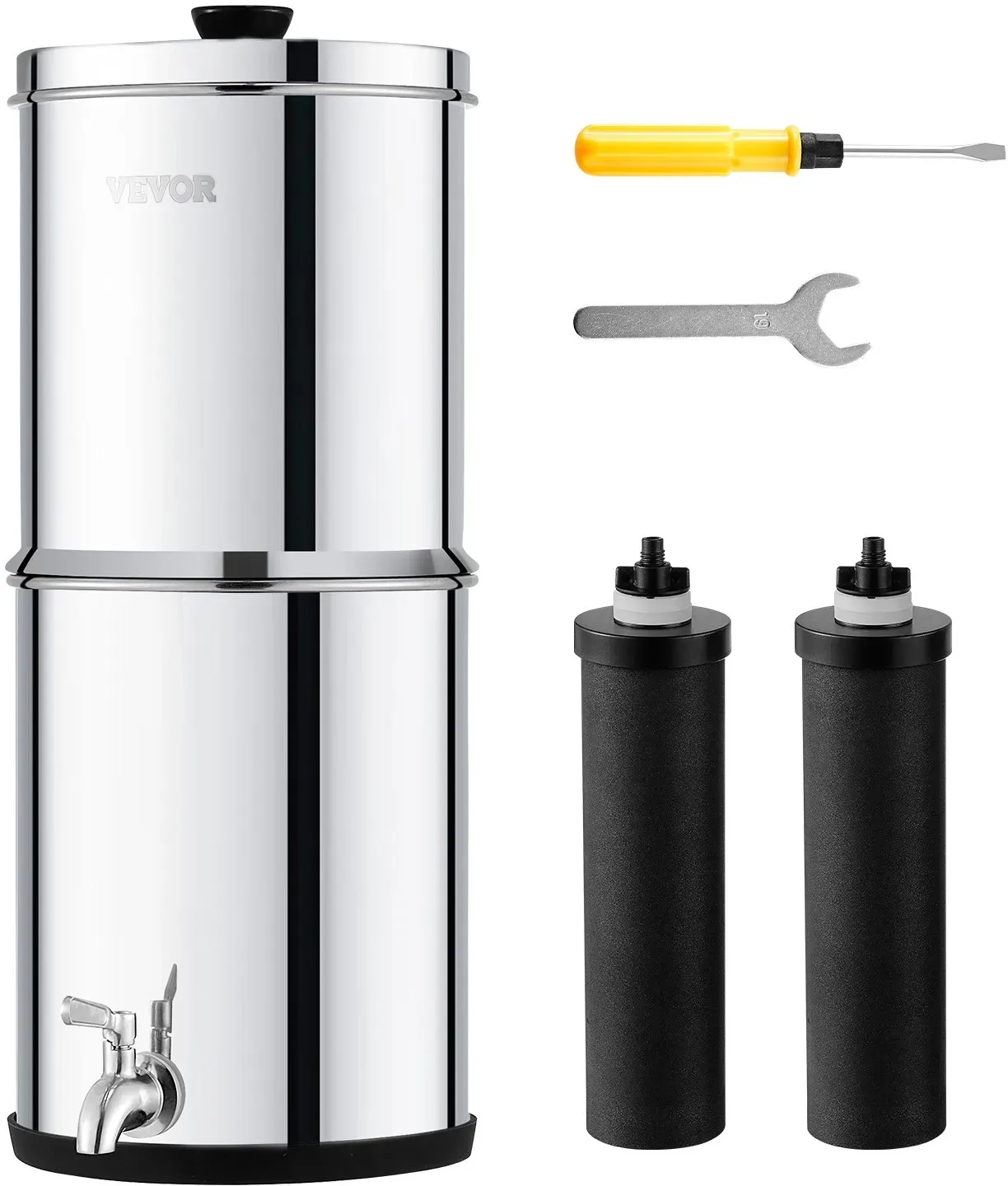 VEVOR Schwerkraft Wasserfiltersystem Wasserfiltereimer 2,25Gal 2 Filter Silber