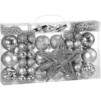 DEUBA Casaria Weihnachtskugeln Christbaumschmuck Anhänger Weihnachtsdeko Silber