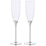 Edzard 2er-Set Sektkelch Victoria (Höhe 27 cm) aus Glas, Fuß edel versilbert, anlaufgeschützt