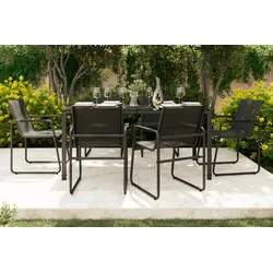 Gartentischgruppe Tanja Dunkelgrau Stahlrahmen/Glas