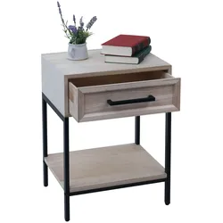 Nachttisch MCW-N91, Kommode Beistelltisch Nachtschrank Schrank, Schublade Shabby-Look Paulownia Holz 59x43x36cm ~ natur