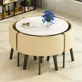 OCAZI esstisch,Rundes Esstisch-Set,Küchen-Esstisch-Set,Schlichter Kleiner runder Tisch,Runder Konferenztisch,rundes modernes Esstisch-Set,Tisch- und Stuhl-Set - #28-70 * 75cm/27.5 * 29.5in(WxH)