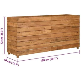 vidaXL Hochbeet 150x40x72 cm Teak Altholz und Stahl