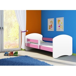 Clamaro Kinderbett (CLAMARO Kinderbett Fantasia, weiss mit farbigem Seitenteil, Kinder, Bett, mit oder ohne Schublade) rosa