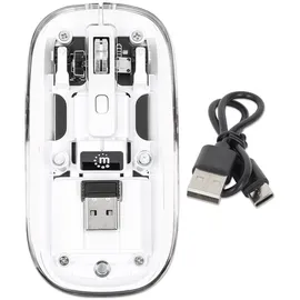 Manhattan Funkmaus USB-A 4Tasten RGB LED weiß transparent