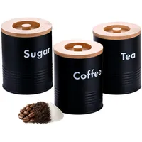 Relaxdays Vorratsdose 3er Set schwarz 14 x 11 cm 1 l