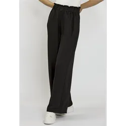 Stoffhose FRESHLIONS "Letvia", Damen, Gr. S, EURO-Größen, schwarz, 100% Polyester, unifarben, casual, lang, Hosen, mit lässigen, weiten Beinen