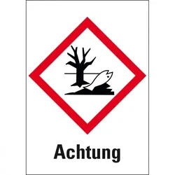 König Werbeanlagen Dreifke® Aufkleber I Gefahrensymbol Umwelt GHS 09, Achtung, Folie, 105x148mm, GHS-Verordnung