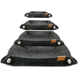 MIQIO® Design Premium Filzschalen mit Druckknöpfen - 3 +1 Set - quadratischer Aufbewahrungskorb aus Filz für Briefe, Schlüssel, Smartphone - faltbare Utensilo Schale - dunkelgrau