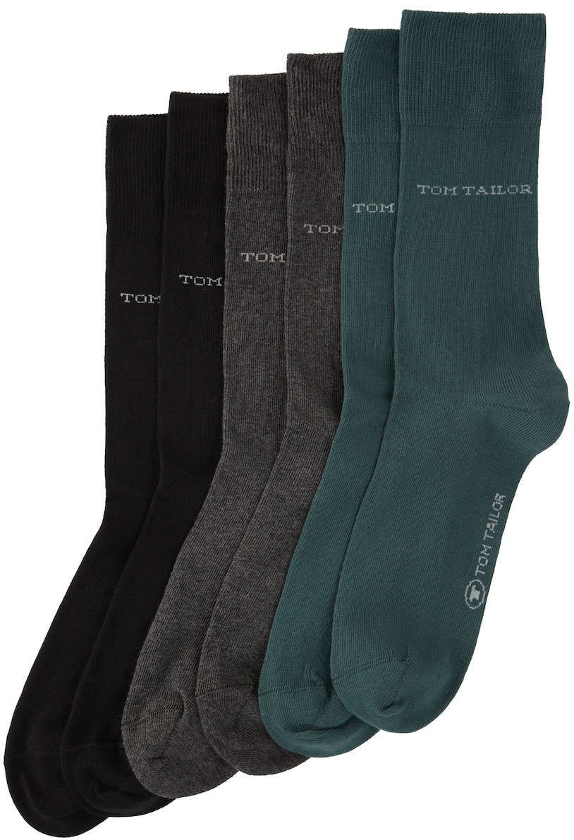 TOM TAILOR Herren 6er-Set Socken, grau, Uni, Gr. 39-42