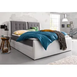 Boxspringbett COLLECTION AB "Rubene", grau (weiß, hellgrau), B:203cm L:236cm, Komplettbetten, Boxspringbett, inkl. Bettkasten und Topper