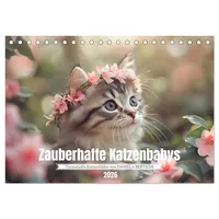Calvendo Zauberhafte Katzenbabys (Tischkalender 2026 DIN A5 quer), CALVENDO