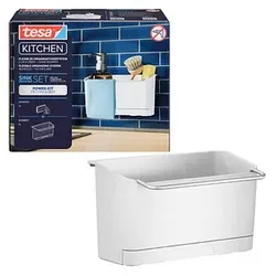 tesa Spülbecken-Organizer weiß, Einzeladapter, Spülbecken-Organizer, tesa® Power.Kit Adapter, tesa® Klebeapplikator, Anleitung, Wasserwaage, Rändelmutter