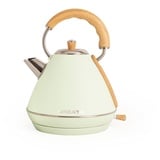 CREATE/KETTLE RETRO L/Elektrischer Wasserkocher Pastellgrün/Schnelles Aufkochen, Fassungsvermögen 1,7L, Abschaltautomatik, Anti-Kalk-Filter, Wasserstandsanzeige, Ø19cm, 2200W