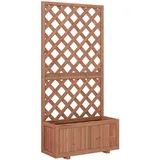 Outsunny Hochbeet Pflanzkasten mit Rankgitter 72,5 x 31,5 cm Tannenholz Beige