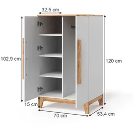 VitaliSpa Kinderkleiderschrank Malia 70 x 120 cm Eiche weiß