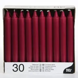 Papstar Tafelkerzen bordeaux 13701 , 1 Karton = 4 Packungen à 30 Stück