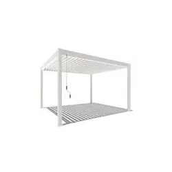 Weide Deluxe | Voll-Alu Pavillon | 3,6 x 4 M | Lamellendach weiß | Pergola freistehend